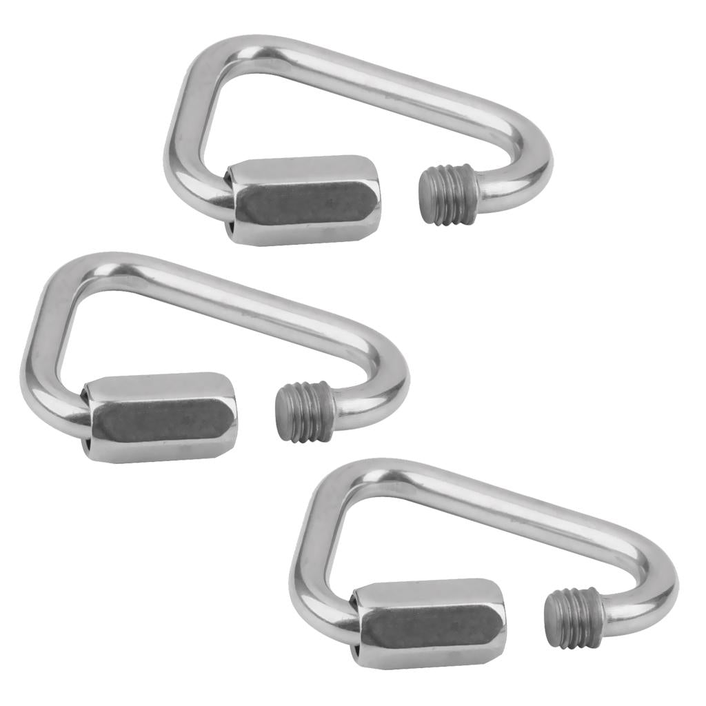3x Stainless Steel Triangle Shape Carabiner Screw Locking Hook Climbing 12KN