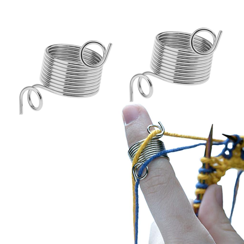 2pcs Nickle Plated Wire Yarn Stranding Guide Knitting Thimble for Craft