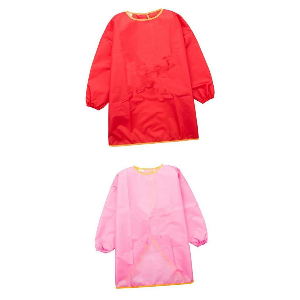 2pcs Children Kids Long Sleeve Apron Drawing Painting Waterproof Smock L Red