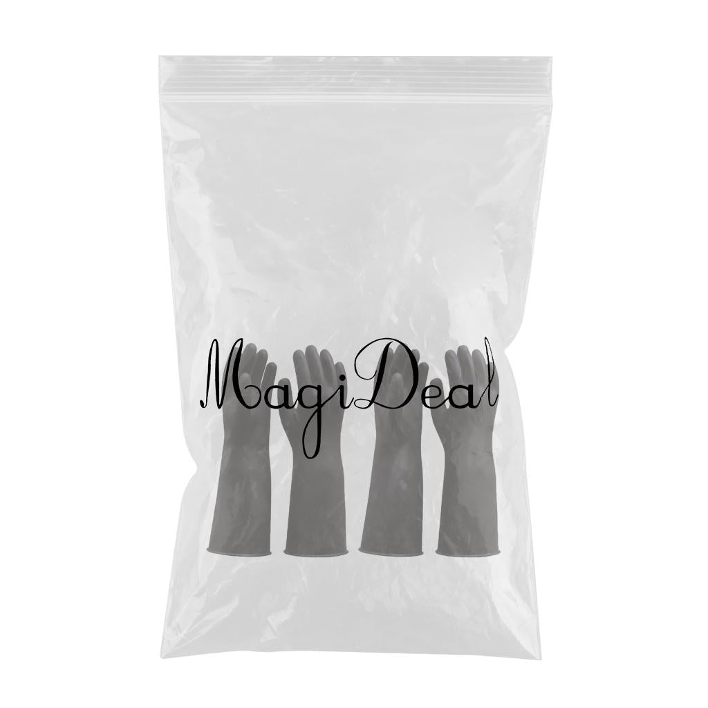 2 Pairs 60cm Long Industrial Rubber Latex Gloves Work Safety Gardening Black