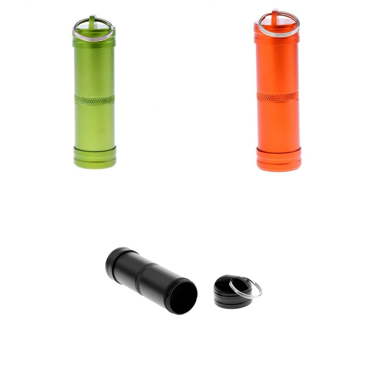 3 Pieces Aluminum Alloy Waterproof Capsule Holder Pill Case Bottle Container