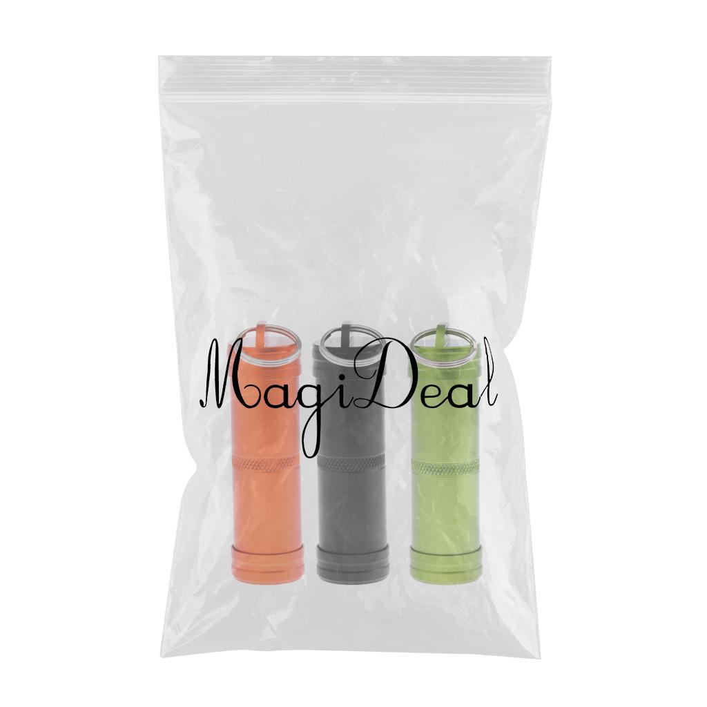 3 Pieces Aluminum Alloy Waterproof Capsule Holder Pill Case Bottle Container