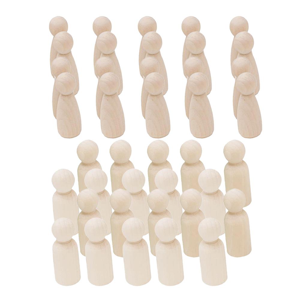 40 Pieces 55mm Blank DIY Wood People Peg Dolls Wedding Cake Topper Crafts