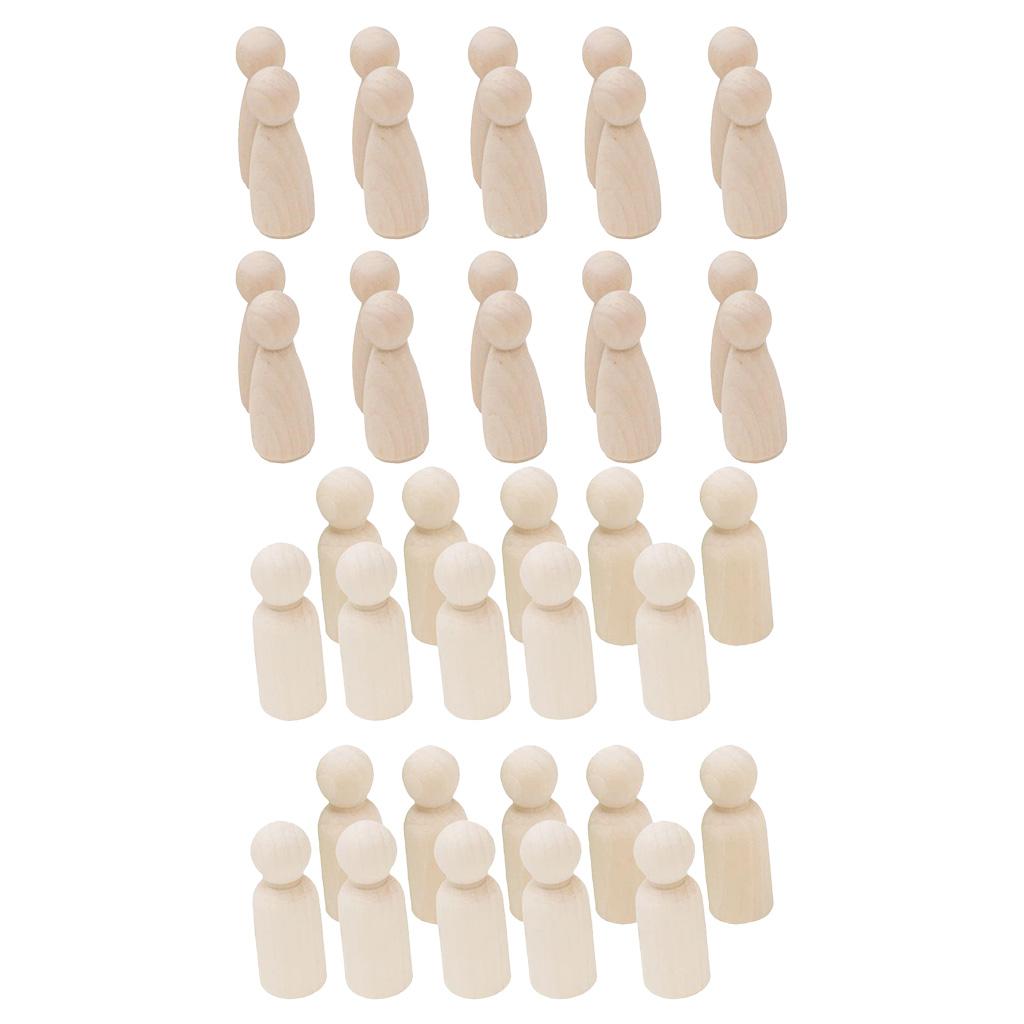 40 Pieces 55mm Blank DIY Wood People Peg Dolls Wedding Cake Topper Crafts