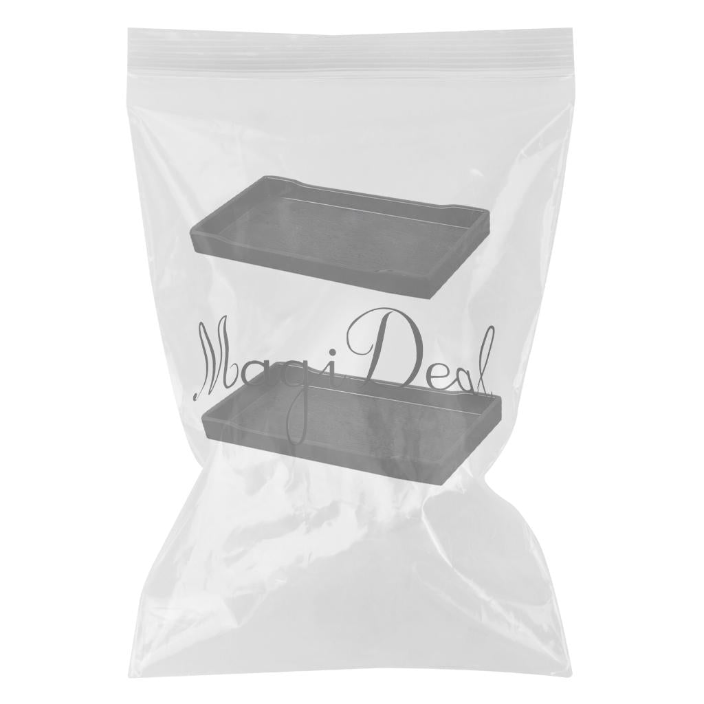 2 pieces Melamine Hotel Serving Tray Dished Cup Glass Cake Black 21x10.8cm