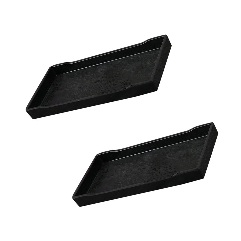 2 pieces Melamine Hotel Serving Tray Dished Cup Glass Cake Black 21x10.8cm