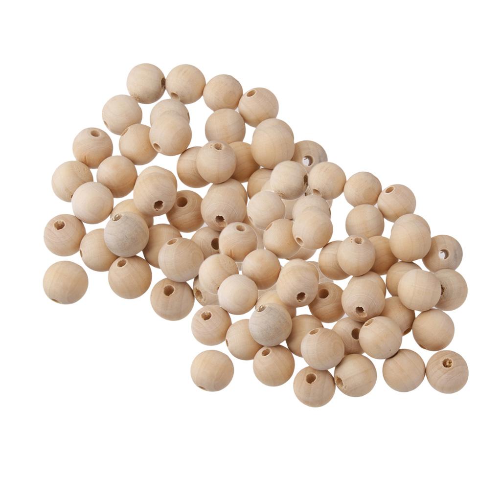 100 Pieces Natural Wooden Unpainted Craft Beads DIY Jewelry Making Findings