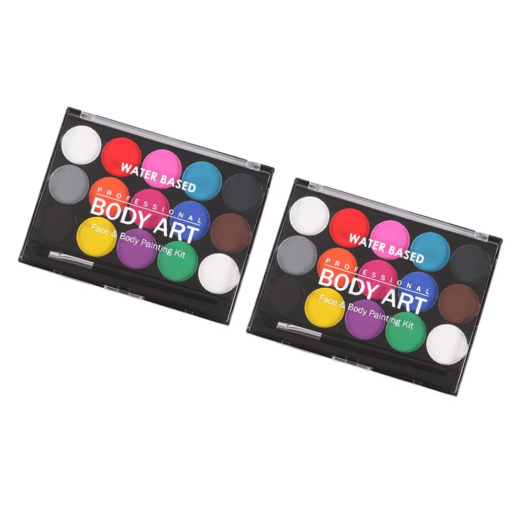 2 Sets 15 Colors Non-toxic Face Body Painting Halloween Fancy Party Art Kits