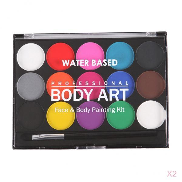 2 Sets 15 Colors Non-toxic Face Body Painting Halloween Fancy Party Art Kits