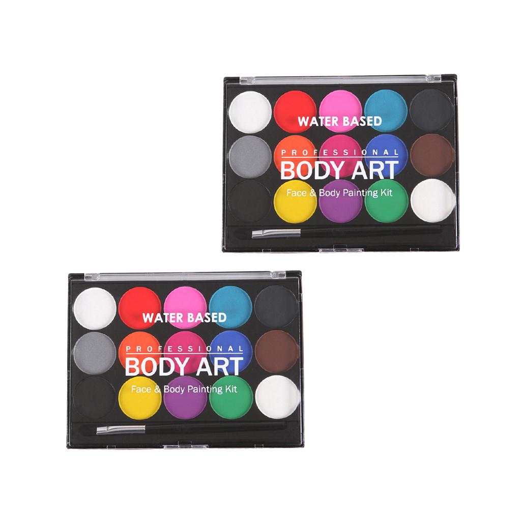 2 Sets 15 Colors Non-toxic Face Body Painting Halloween Fancy Party Art Kits