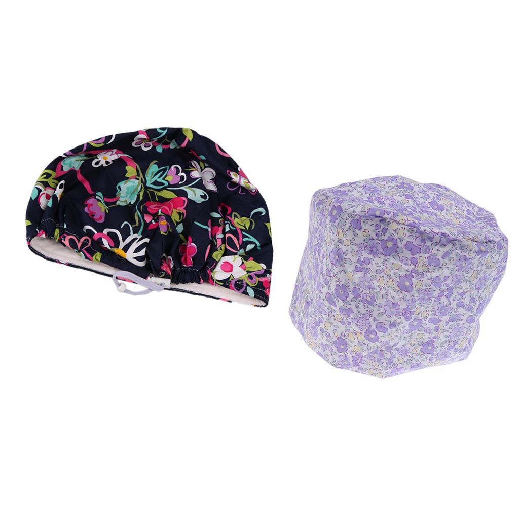 2 Pieces Cotton Cap Surgery Hat Bouffant Scrub Kitchen Hat