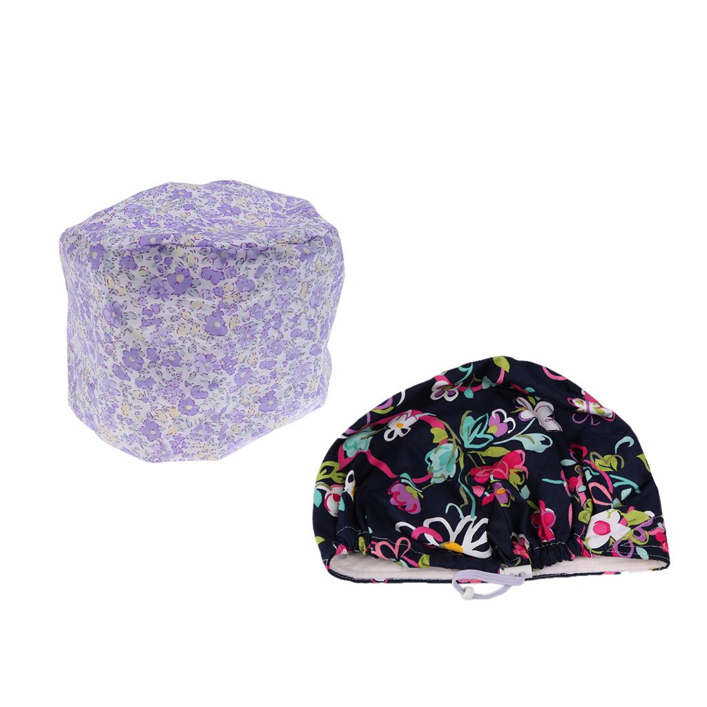 2 Pieces Cotton Cap Surgery Hat Bouffant Scrub Kitchen Hat