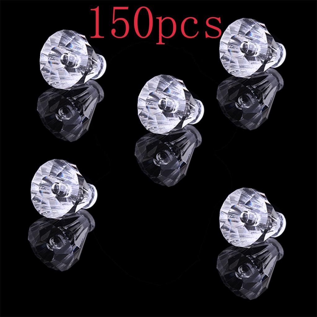 150Pcs Clear Faceted Small Drawer Knob Cupboard Cabinet Pull Handle