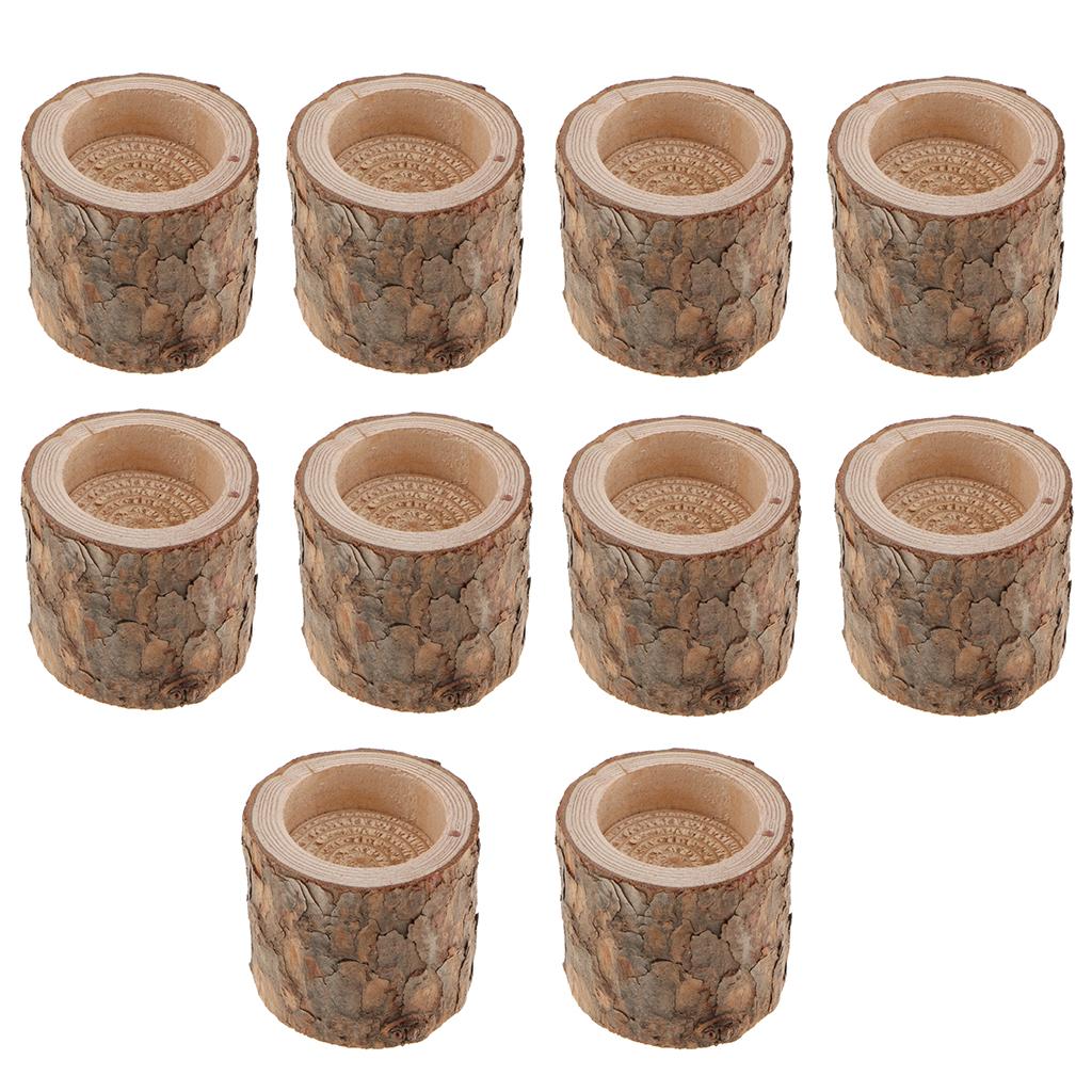 10 x Natural Tree Stump Wooden Candle Holder Tea Light Wedding Decor 5cm