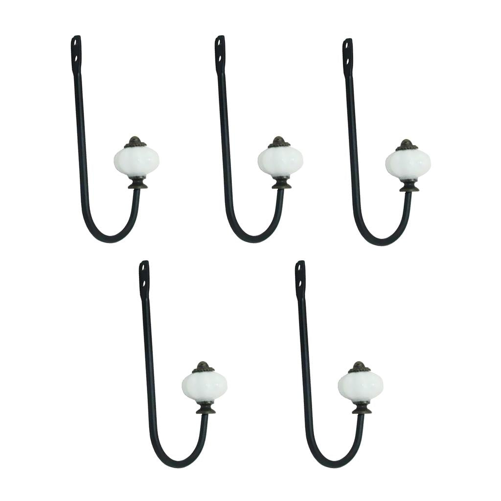 5 pieces Ceramic Head Door Wall Hooks Holder Key Towel Coat Hat Hanger