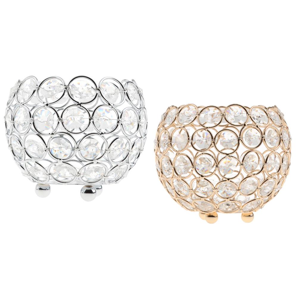 2-Piece 12cm Crystal Bling Votive Tealight Candle Holder Wedding Centerpiece