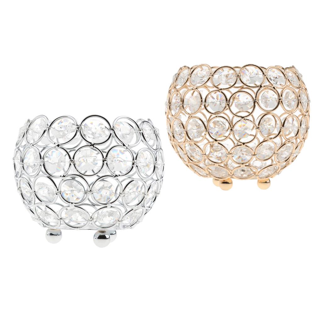 2-Piece 12cm Crystal Bling Votive Tealight Candle Holder Wedding Centerpiece