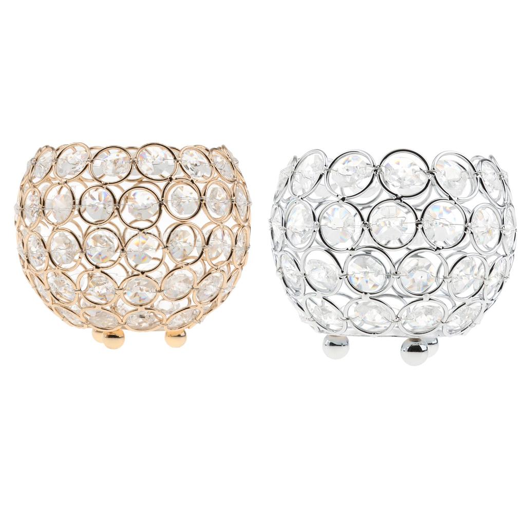 2-Piece 12cm Crystal Bling Votive Tealight Candle Holder Wedding Centerpiece