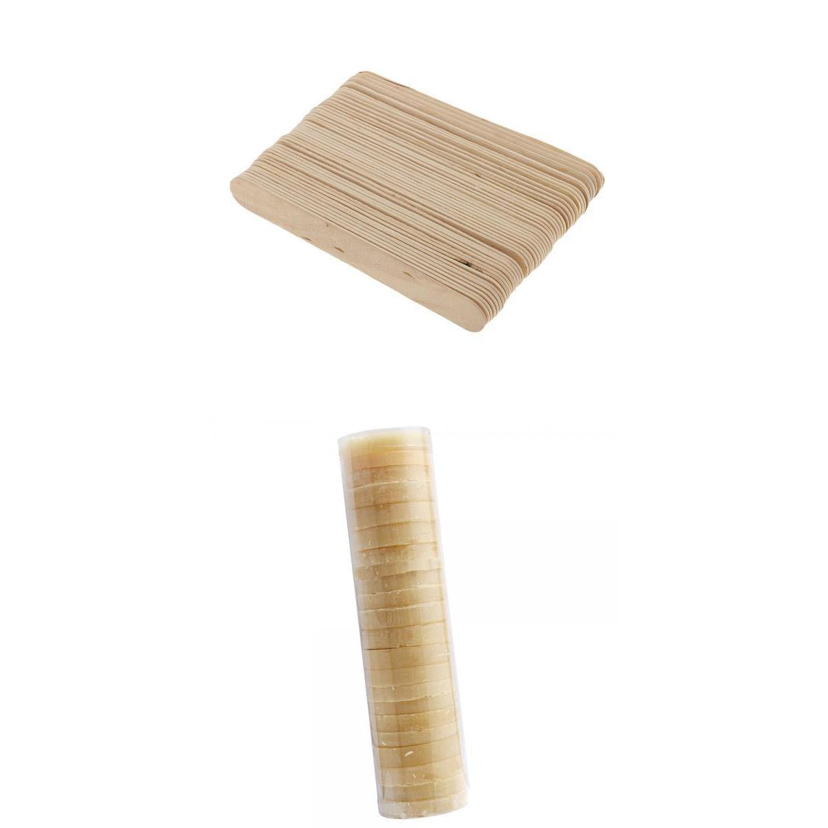500g Honey Hair Removal Hot Film Wax Depilatory Block Cake +50 Spatula Stick