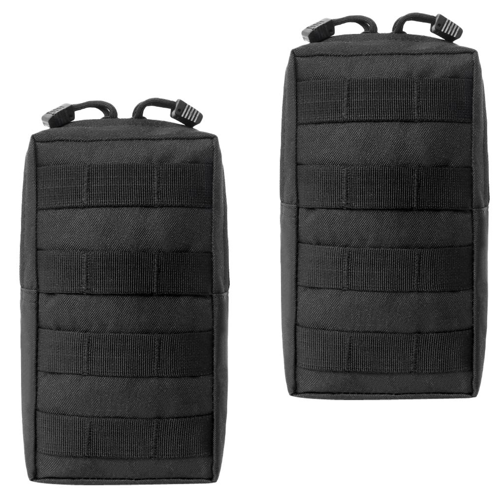 2 Pack MOLLE Gear Pouches Small Tactical Pouch Combat Bag Attachments Black