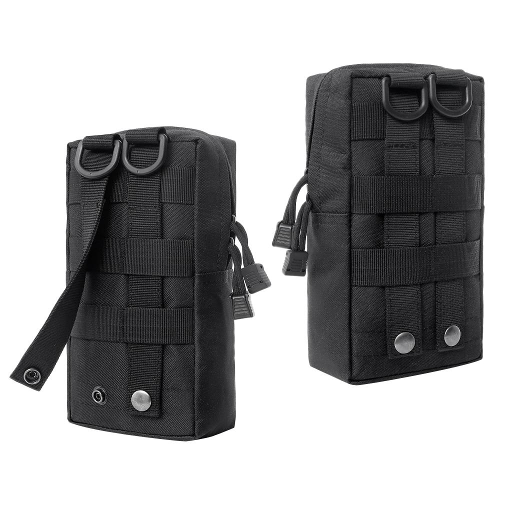 2 Pack MOLLE Gear Pouches Small Tactical Pouch Combat Bag Attachments Black