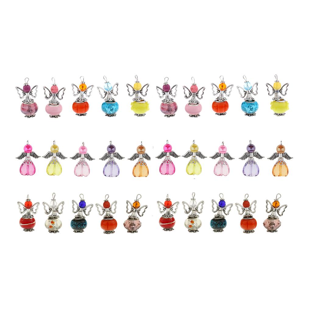 30 Pieces Mixed Angel Wings Charms Pendants Acrylic Beads Art Crafts DIY