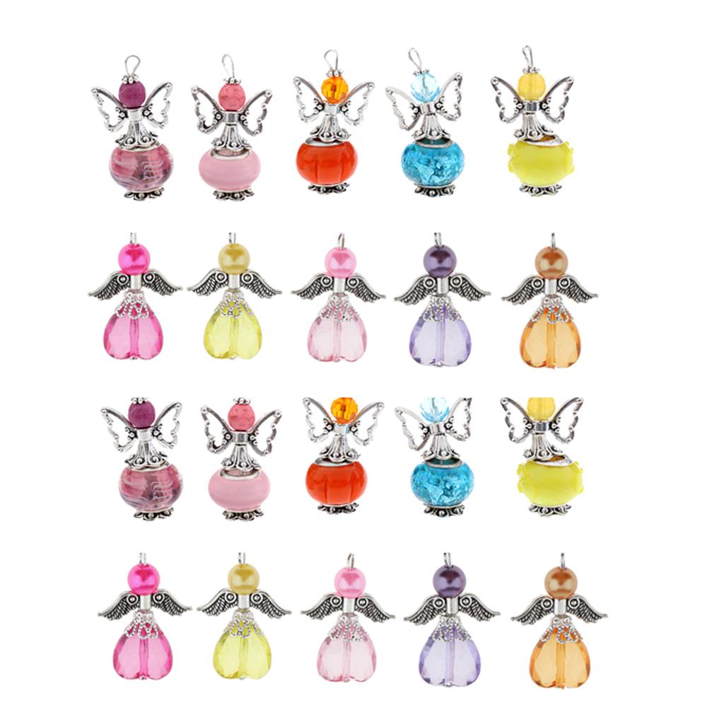 20 Pieces Colorful Angel Wings Butterfly Charms Pendant Acrylic Beads Crafts