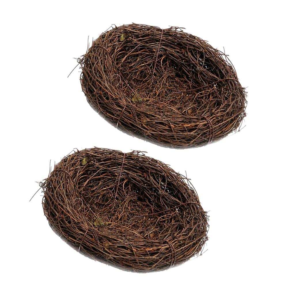 2 Pieces 20cm Handmade Vine Bird Nest House Nature Craft Holiday Decoration