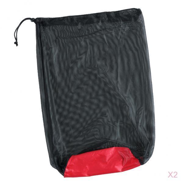 2 pcs Ultra Light Mesh Stuff Sack Storage Bag for Tavel Camping Black