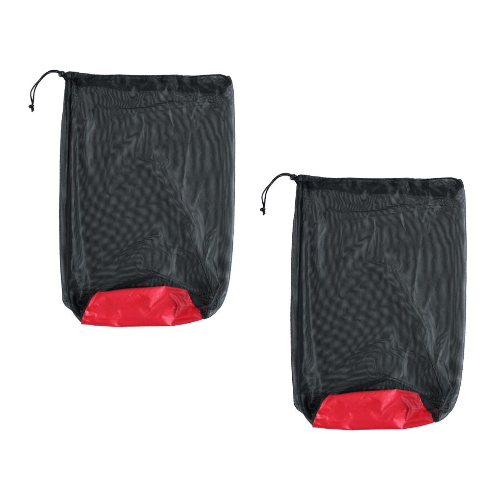 2 pcs Ultra Light Mesh Stuff Sack Storage Bag for Tavel Camping Black