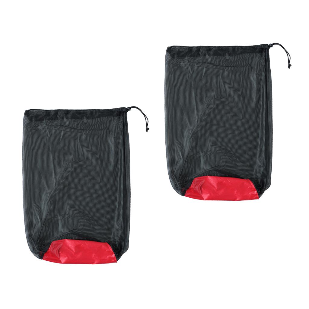 2 pcs Ultra Light Mesh Stuff Sack Storage Bag for Tavel Camping Black