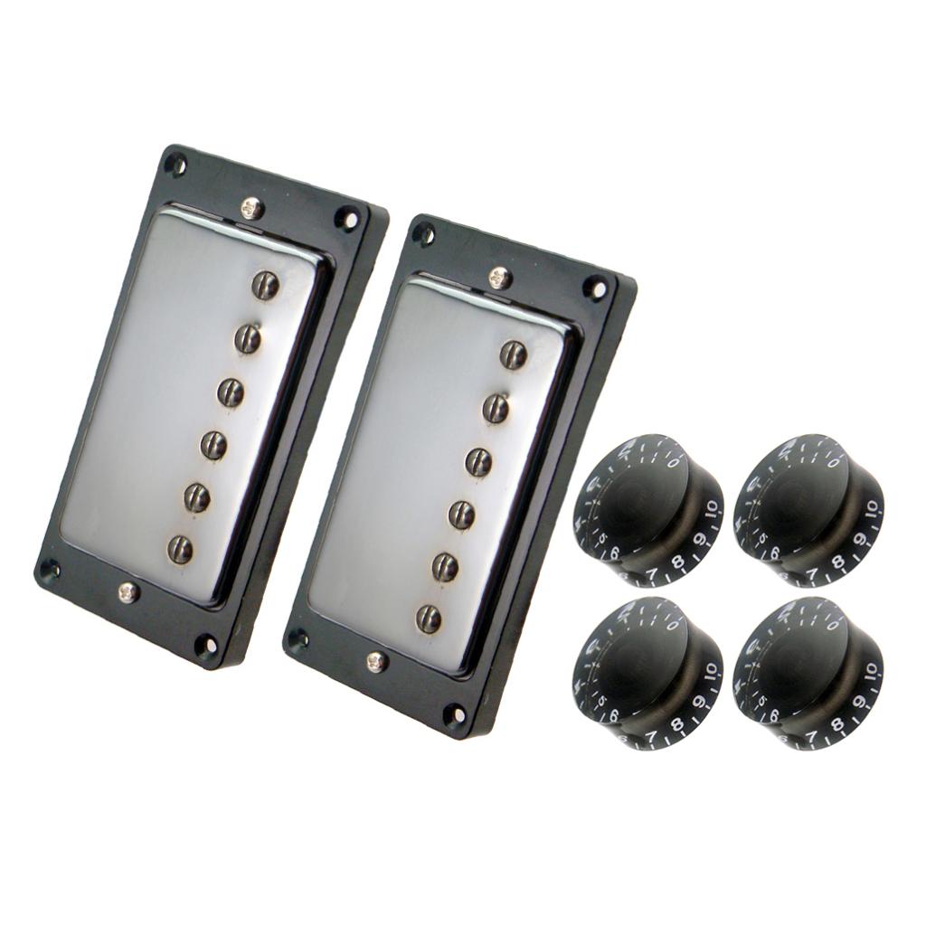 2 Pieces Humbucker Neck&Bridge Pickups with 4 Pieces Knobs for LP EPI Guitar