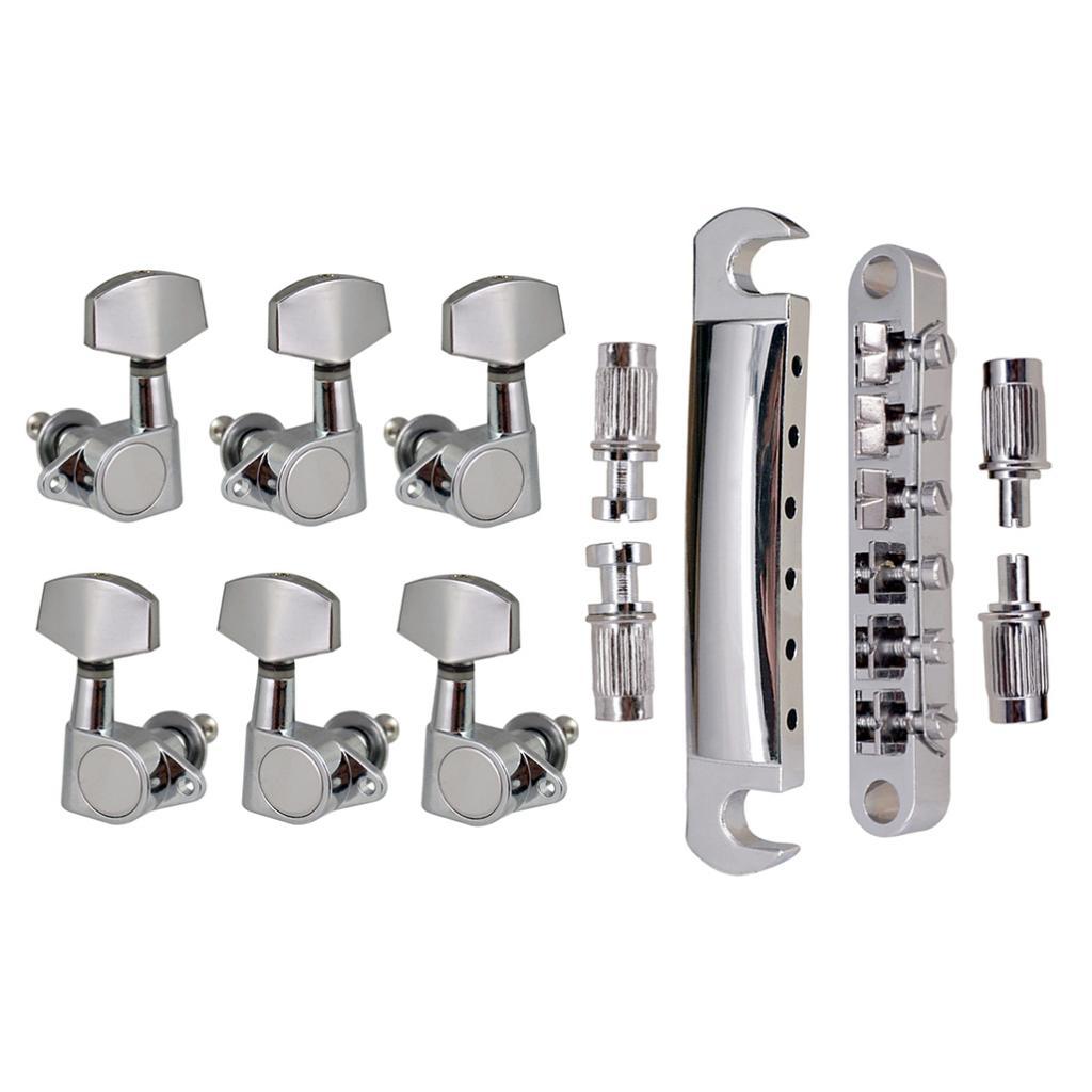 1 Set Bridge Tailpiece with 3L3R Tuning Pegs Keys for LP Guitar