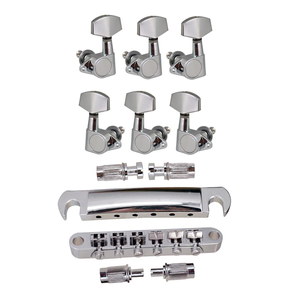 1 Set Bridge Tailpiece with 3L3R Tuning Pegs Keys for LP Guitar