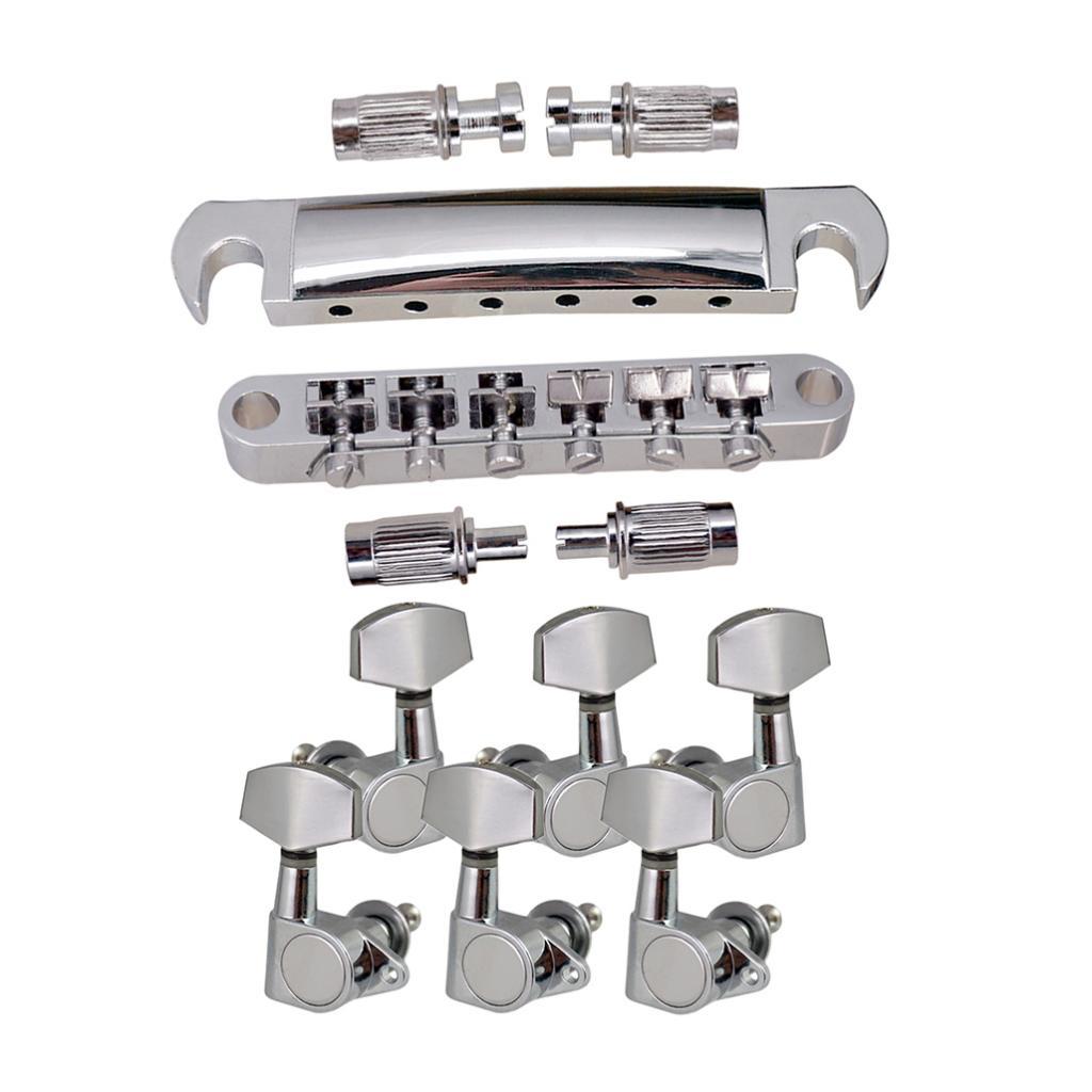 1 Set Bridge Tailpiece with 3L3R Tuning Pegs Keys for LP Guitar