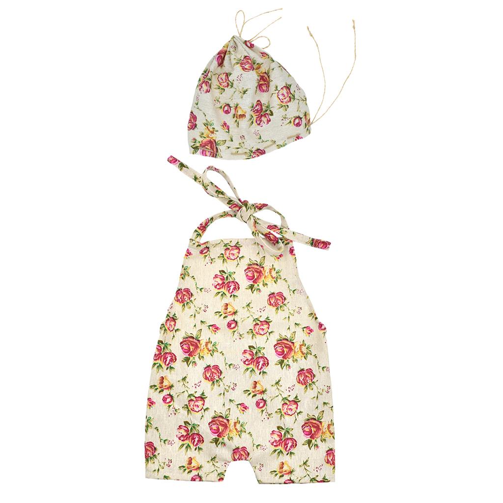 Baby Photography Props Girl Photo Shoot Romper with Hat Rose