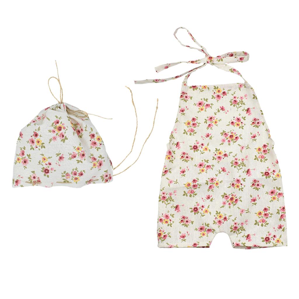 Baby Photography Props Girl Photo Shoot Romper with Hat Pink Flower