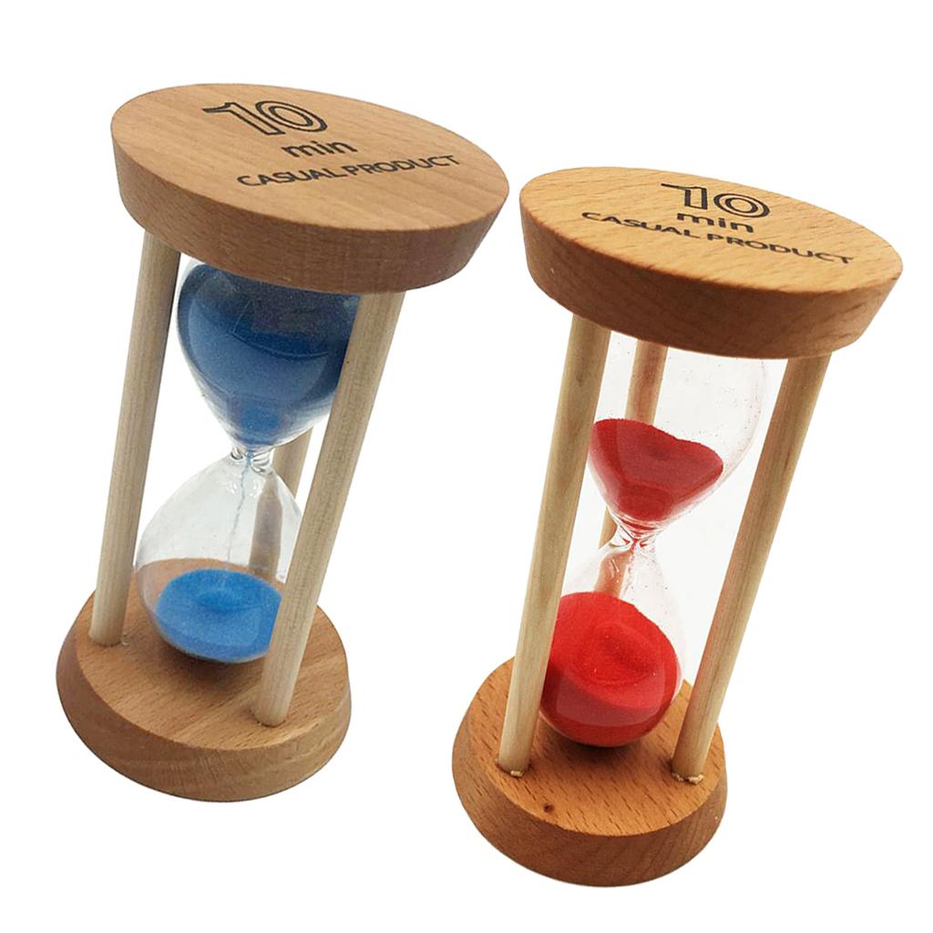 2 Pieces 10 Minutes Wooden Frame Sand Timer Hourglass Home Decor