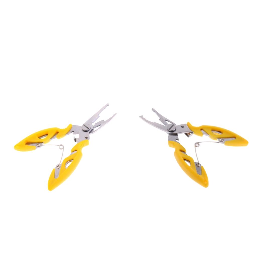 2Pcs Multi Function Stainless Steel Fishing Pliers Curved Nose Scissors