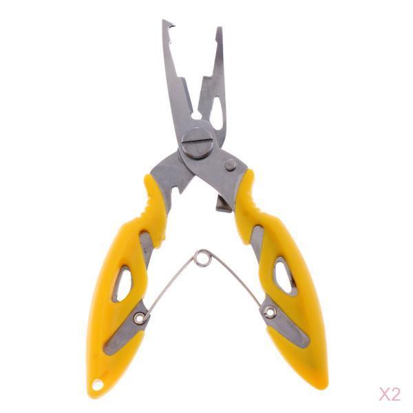 2Pcs Multi Function Stainless Steel Fishing Pliers Curved Nose Scissors