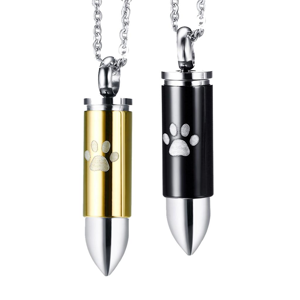 2pcs Dog Paw Stainless Steel Cremation Jewelry Memorial Urn Necklace