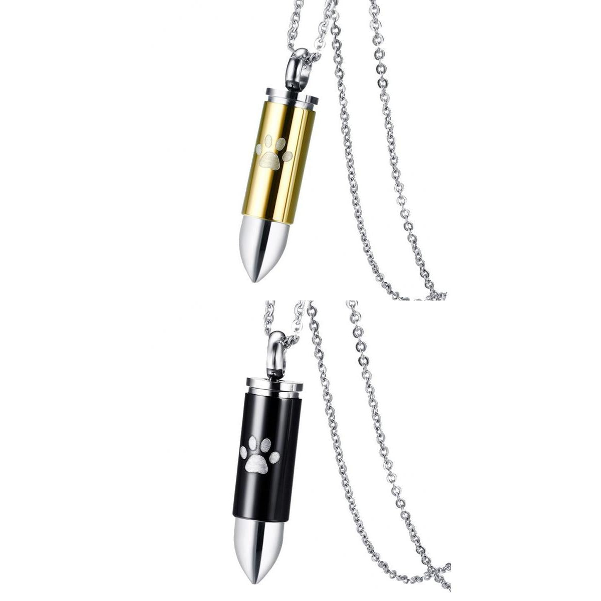 2pcs Dog Paw Stainless Steel Cremation Jewelry Memorial Urn Necklace