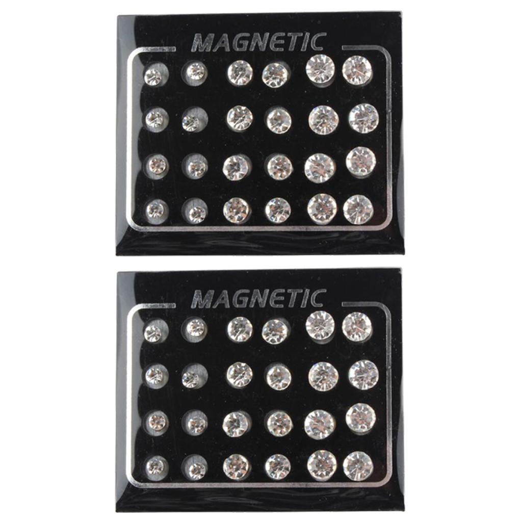 24 Pairs 4mm/6mm/7mm Men Unisex Studs Magnetic Earrings Silver Non Piercing