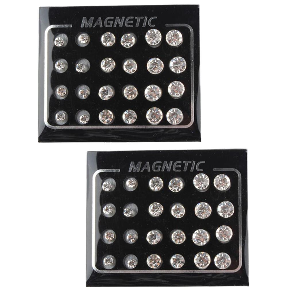 24 Pairs 4mm/6mm/7mm Men Unisex Studs Magnetic Earrings Silver Non Piercing