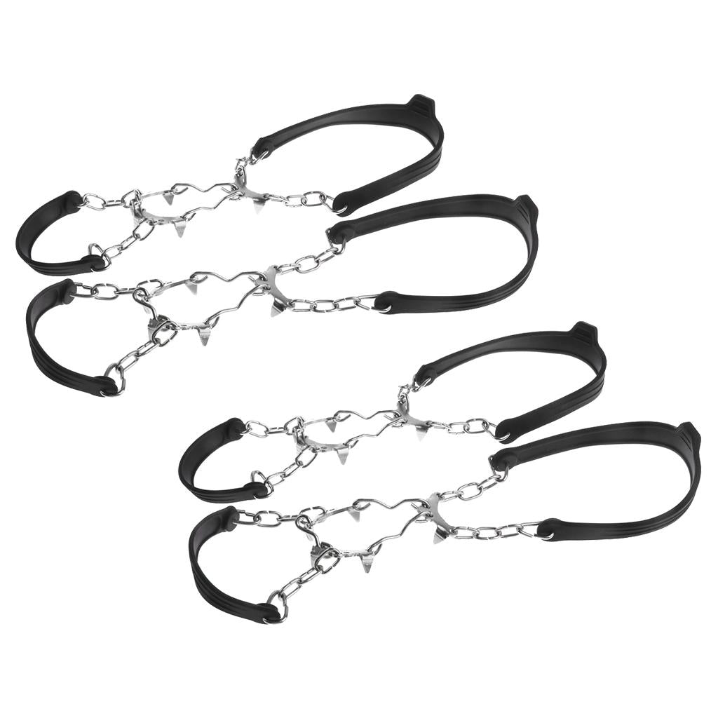 2 Pairs 6 Teeth Anti Slip Ice Snow Shoe Grips Crampon Traction Walk Cleats