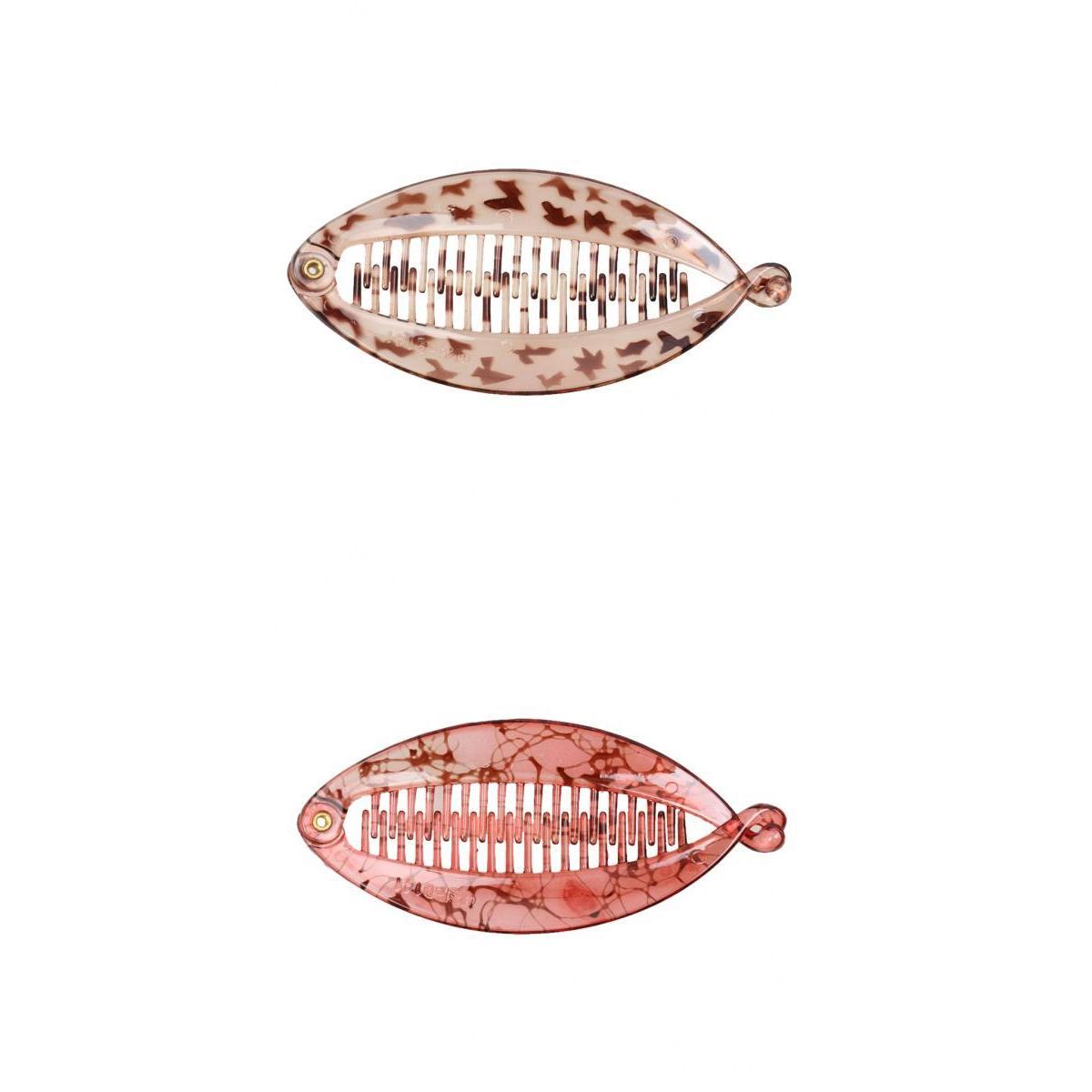 2 Pieces Resin Banana Fish Hair Clips Barrette Comb Ponytail Holder