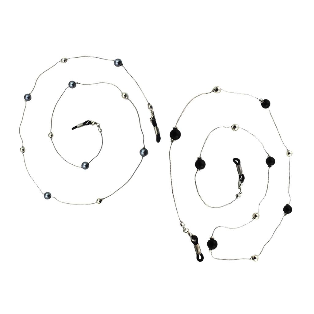 2 Pieces Pearl Beaded Chain Eyeglass Holder Spectacle Sunglass Cord