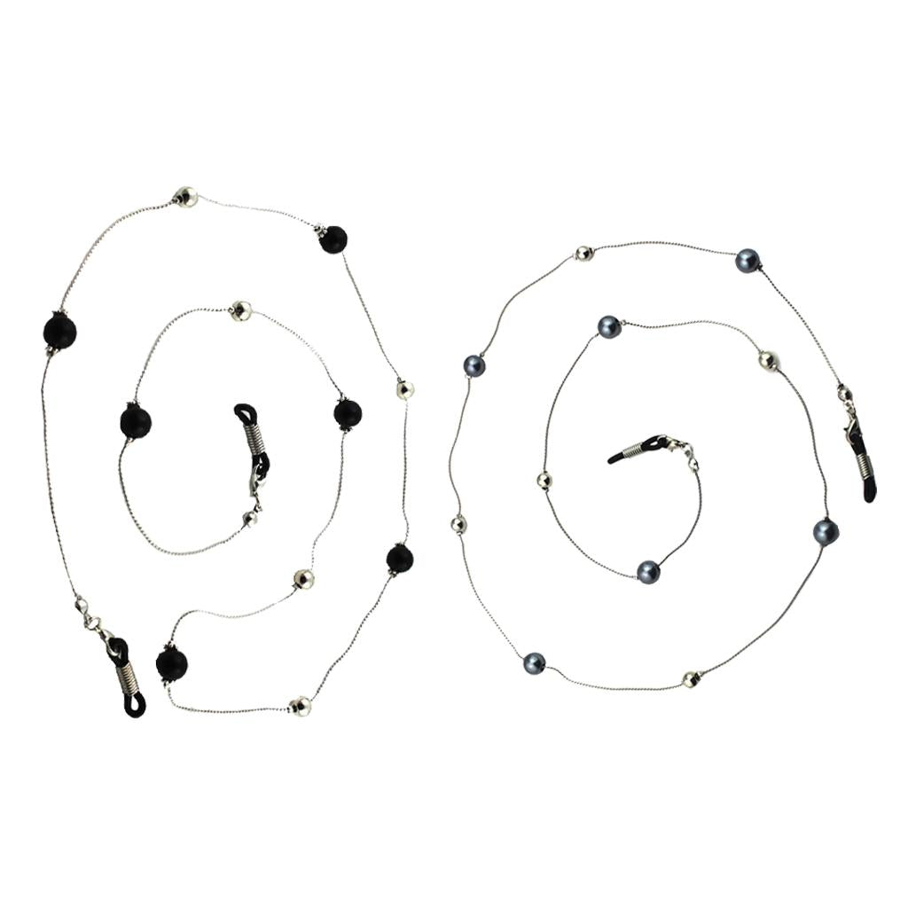2 Pieces Pearl Beaded Chain Eyeglass Holder Spectacle Sunglass Cord