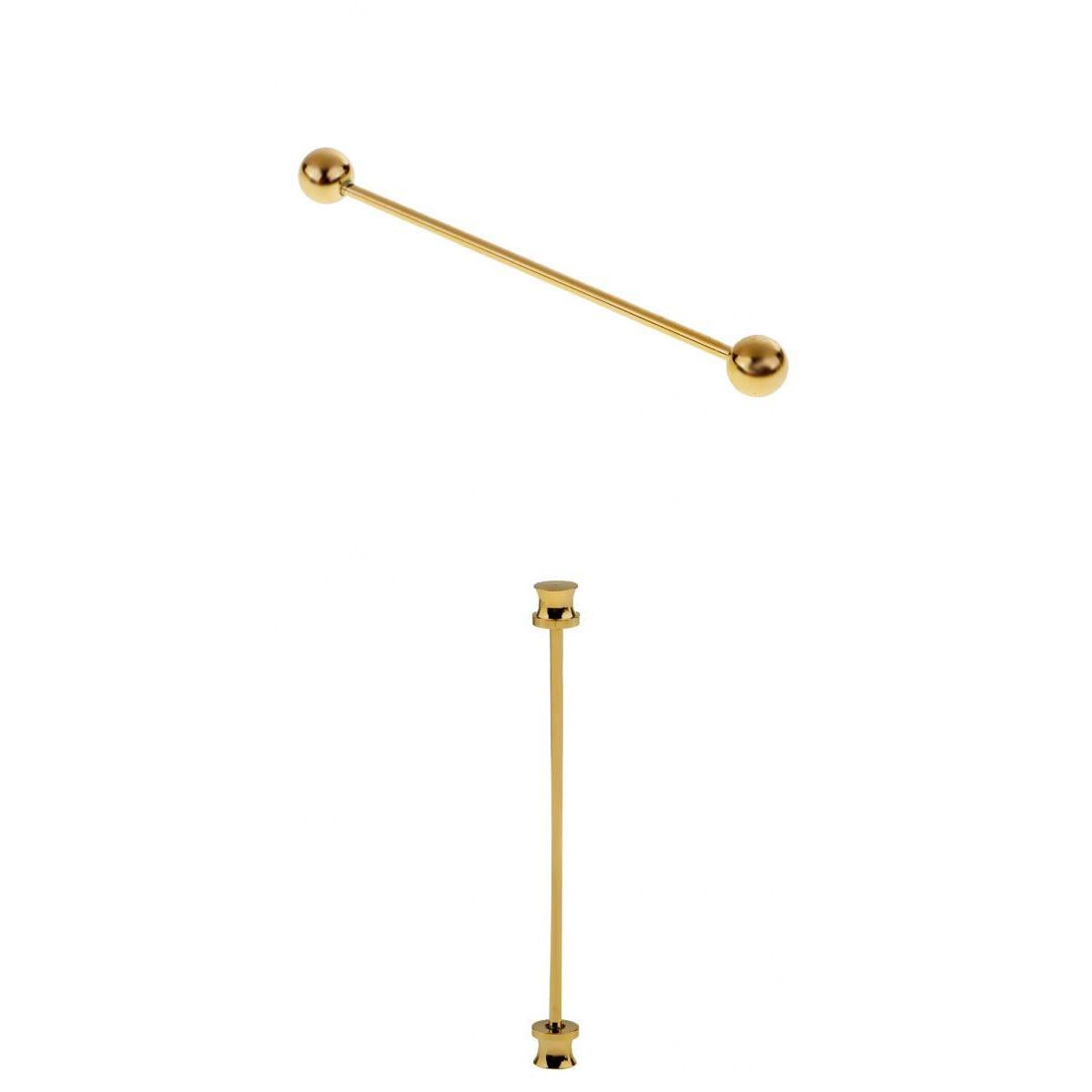 2 Pieces Gold Tone Pin Round Barbell Collar Tie Clip Bar Necktie Tie Pin