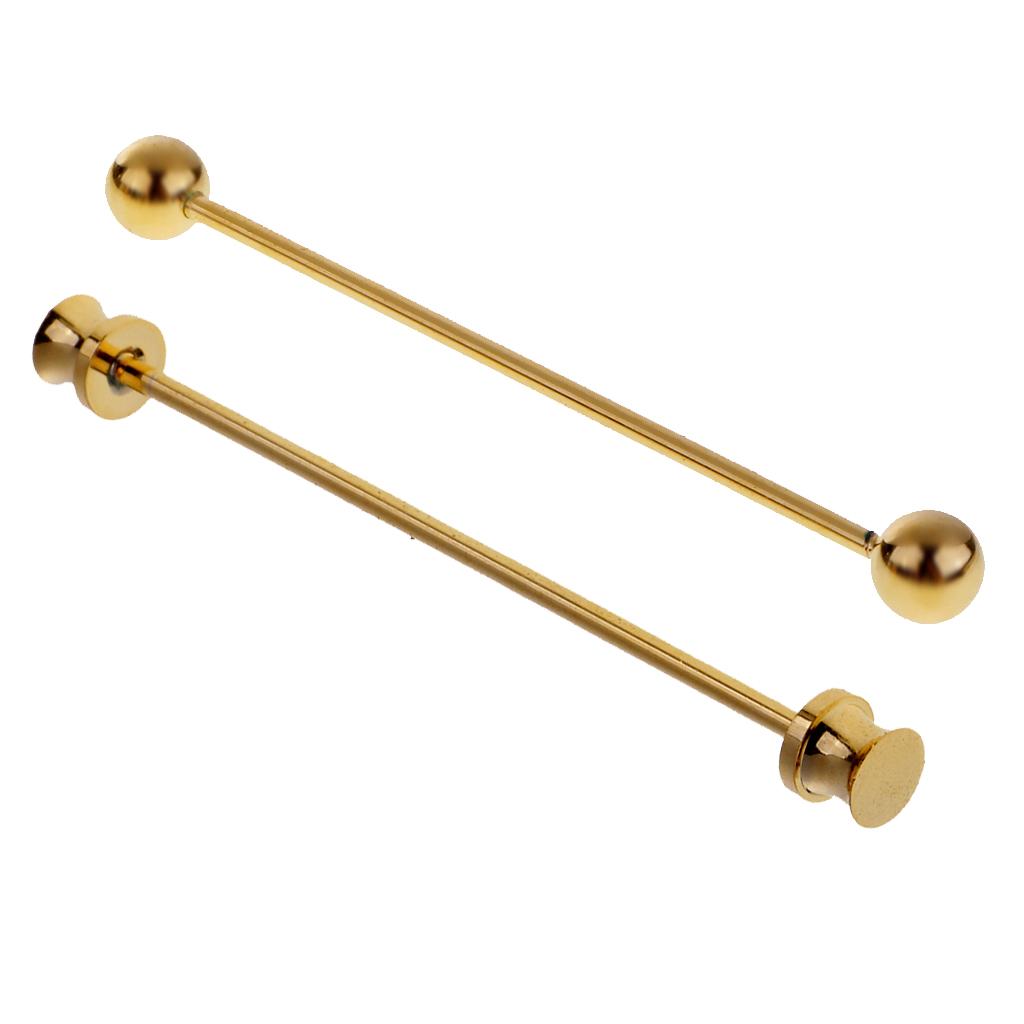 2 Pieces Gold Tone Pin Round Barbell Collar Tie Clip Bar Necktie Tie Pin
